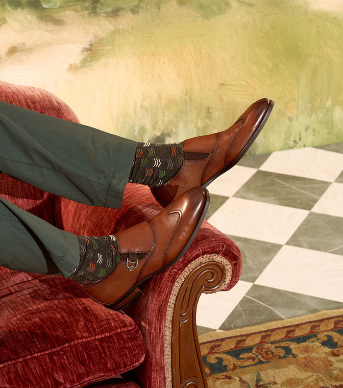 Stacy Adams LOCKWOOD Wingtip Ornament Slip On Cognac by Stacy Adams Shoes