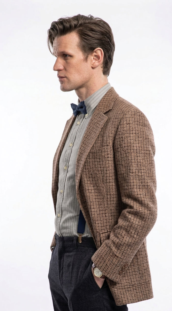 Men’s Brown Tweed Blazer Matt Smith Inspired Jacket – Classic Vintage Style Casual Formal Blazer, Smart Office Party Wear