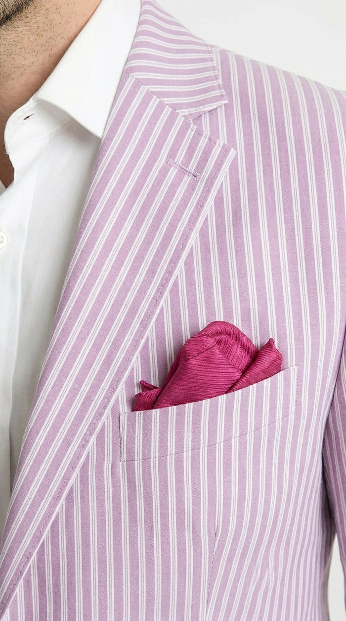 Men's Italian Lavender Seersucker Blazer Lightweight Summer Striped Suit Jacket