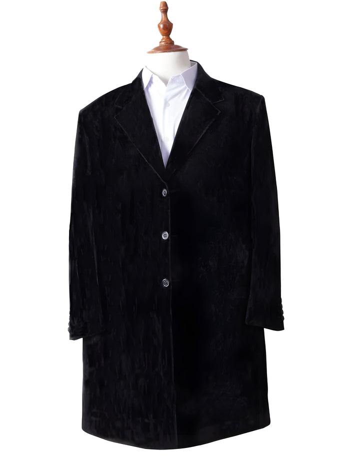 Mens 12th Doctor Who Black Velvet Coat – Peter Capaldi Inspired Victorian Style Coat