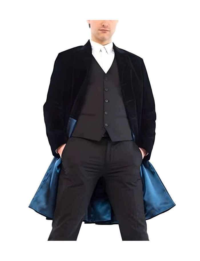 Mens 12th Doctor Who Black Velvet Coat – Peter Capaldi Inspired Victorian Style Coat