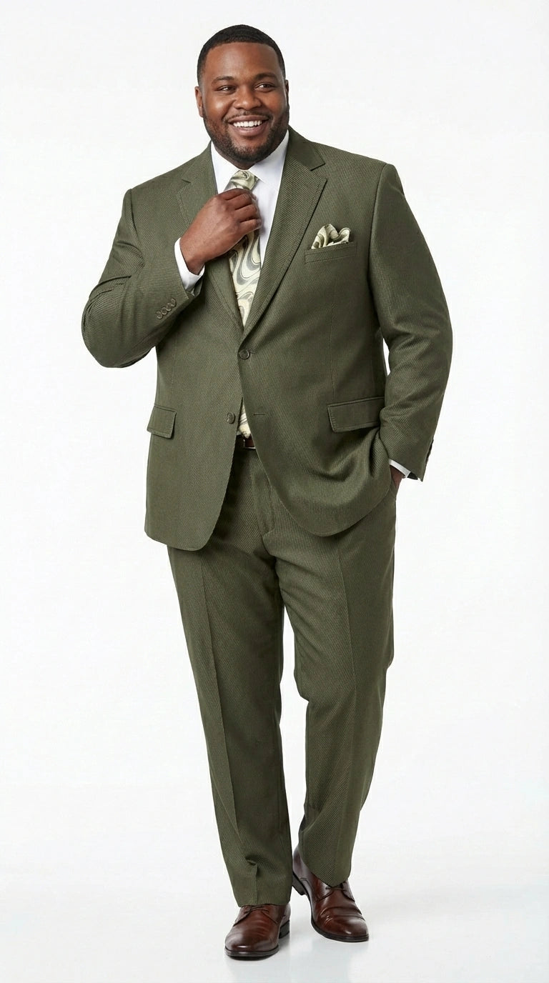 Men’s Olive Green Tuxedo With Trim Collar – Formal Wedding, Prom Suit Modern Fit