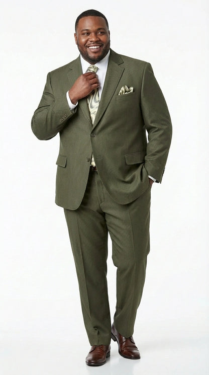 Men’s Olive Green Tuxedo With Trim Collar – Formal Wedding, Prom Suit Modern Fit