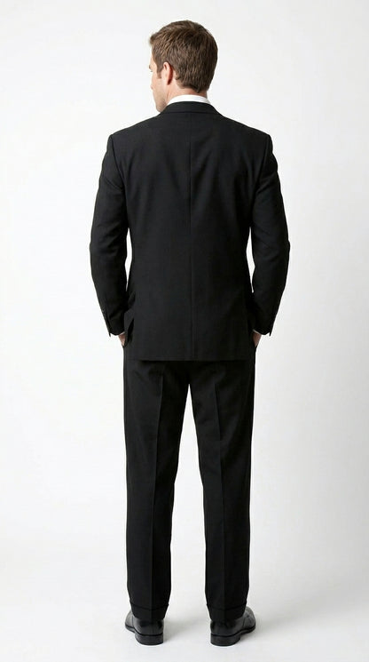 Brand New Solid Black Double Breasted Suit 100% Wool Fabric Super 150s Wide Suits Side Vent (pleated or Flat Front Pants)