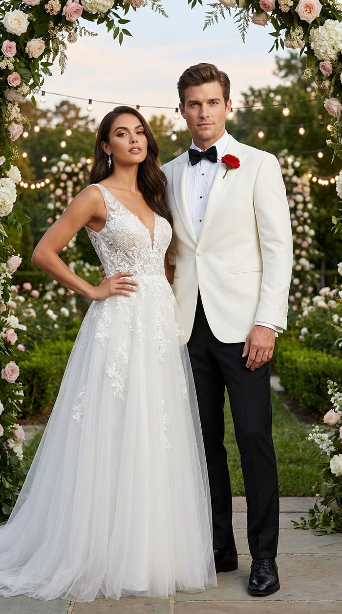 Men’s Ivory White Formal Dinner Suit Set with Jacket and Pants, Classic Wedding Tuxedo Style