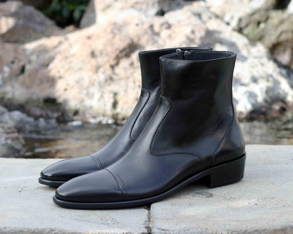 Corrente 1547 Burnished Calfskin Slip-On Boot - Black - Black - Size 13