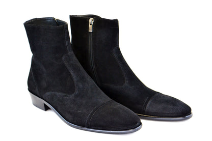 C191-1547-Lizard print Black Suede