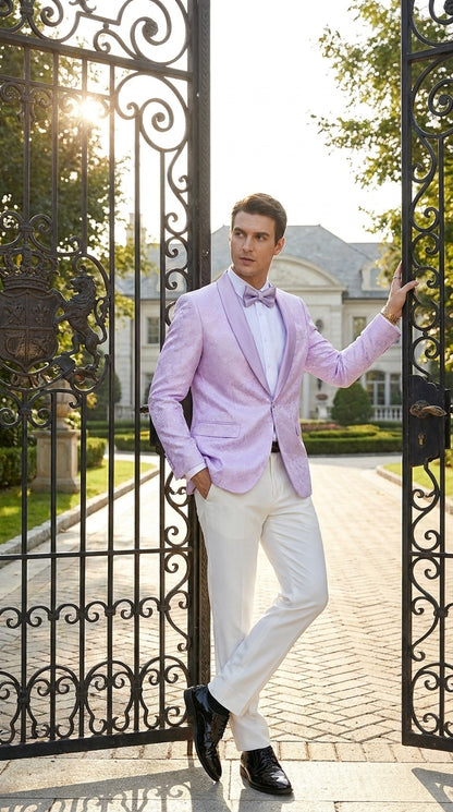 Men’s Lavender Paisley Prom Tuxedo Jacket, Lavender Wedding Formal Blazer