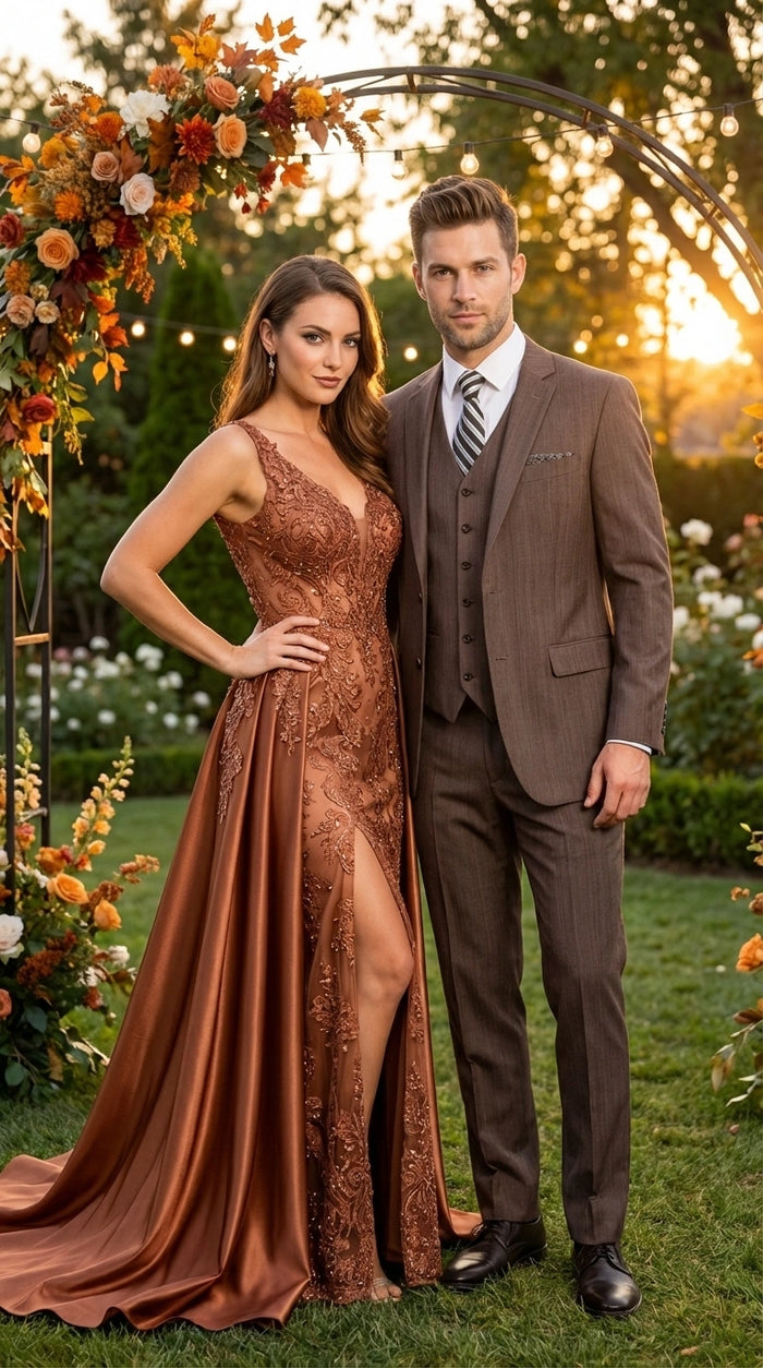 Men’s Brown Sharkskin 3 Piece Suit – Textured Two Button Vested Business Formal Suit for Wedding, Party Wear Elegant