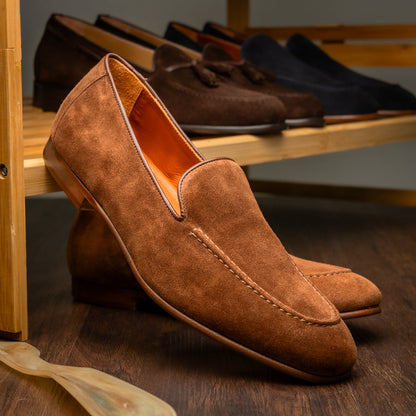 Zelli Bruno Brown Suede Loafer | Handcrafted Italian Dress Shoe