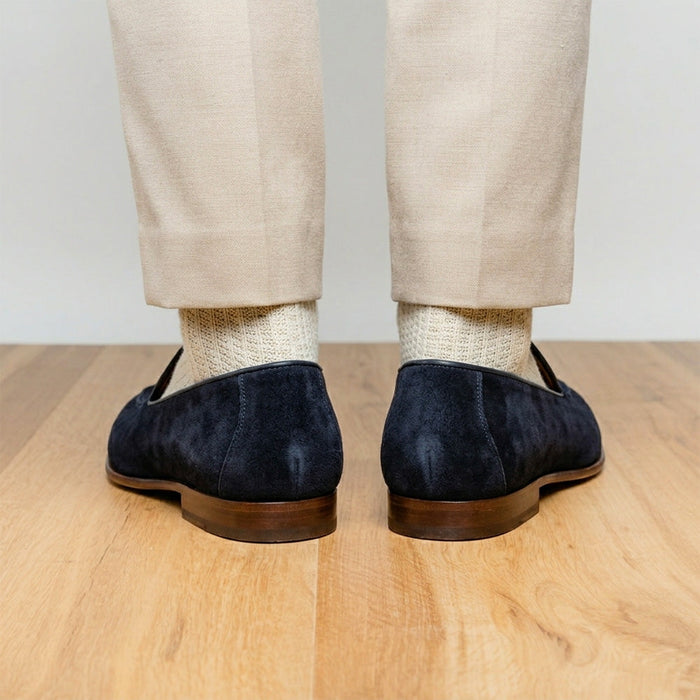 Zelli Bruno Handcrafted Italian Suede Loafer in Sophisticated Navy
