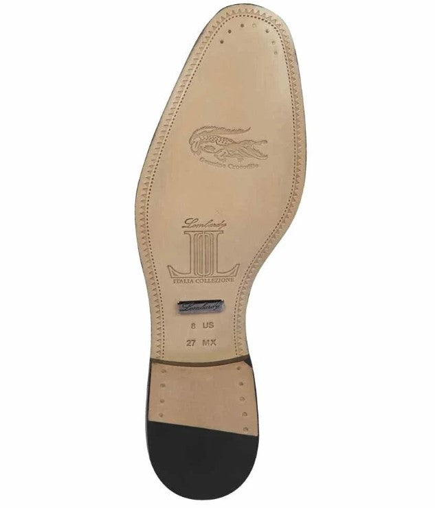 Mens Black Genuine Crocodile and Calfskin Leather Slip-On Dress Shoes
