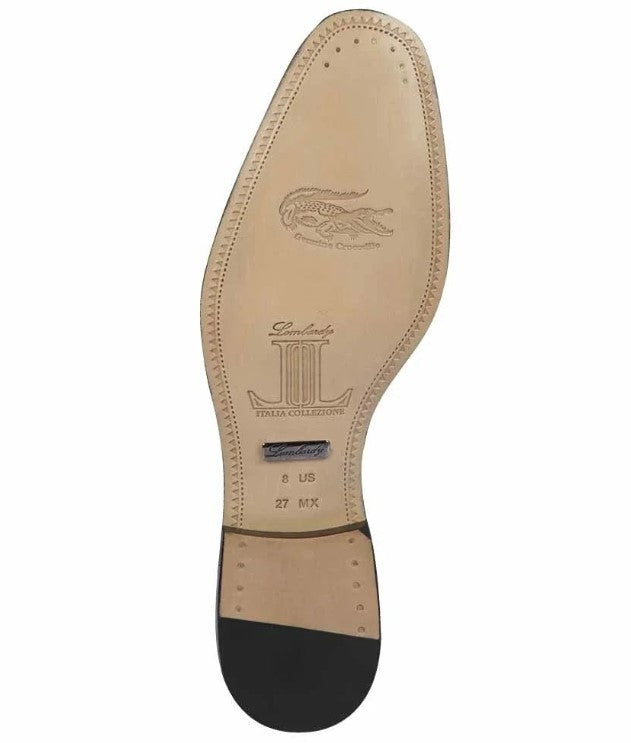 Mens Brown Genuine Crocodile and Calfskin Leather Slip-On Dress Shoes