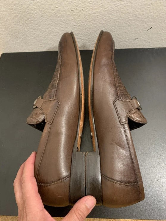 Mens Regal Brown Slip On Shoes Genuine Crocodile and Calfskin Leather