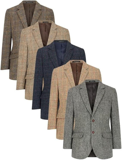 Walker and Hawkes Harris Tweed Blakemore Blazer for Men - Hand-Woven Wool Tweed Jacket with Polyester Lining, Regular Fit