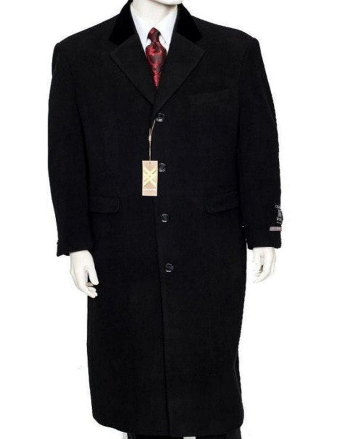 Black Cashmere Chesterfield Overcoat  1920s Full Length Topcoat