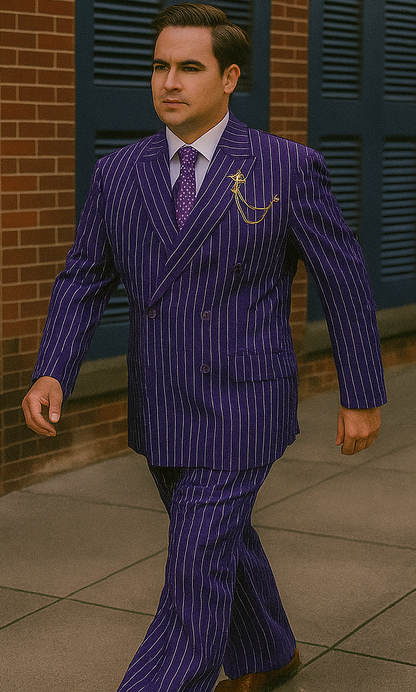 1920s Mens Outfit - 1920s costume  Bold Pinstripe Wide Suit