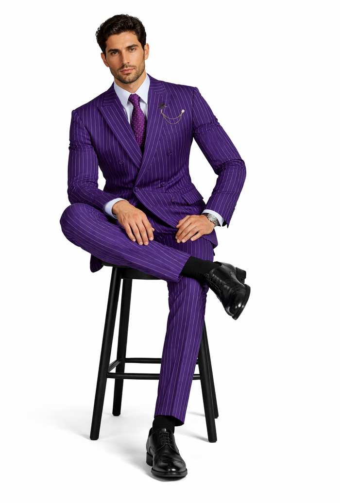 1920s Mens Outfit - 1920s costume  Bold Pinstripe Wide Suit