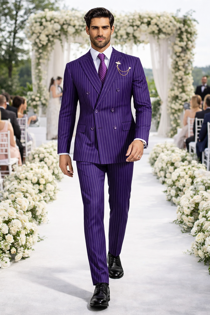1920s Mens Outfit - 1920s costume  Bold Pinstripe Wide Suit