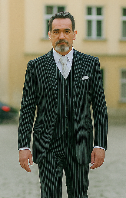 1920s Mens Suit - 1920s Mens Outfit - 1920s  costume  Bold Pinstripe  Black Suit