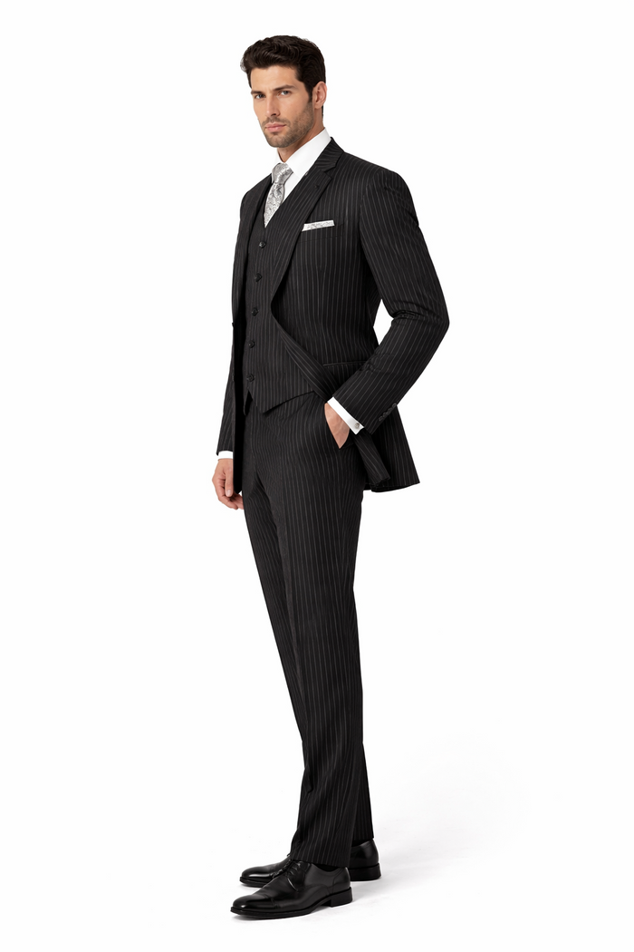 1920s Mens Suit - 1920s Mens Outfit - 1920s  costume  Bold Pinstripe  Black Suit