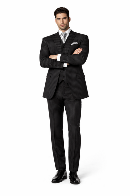 1920s Mens Suit - 1920s Mens Outfit - 1920s  costume  Bold Pinstripe  Black Suit
