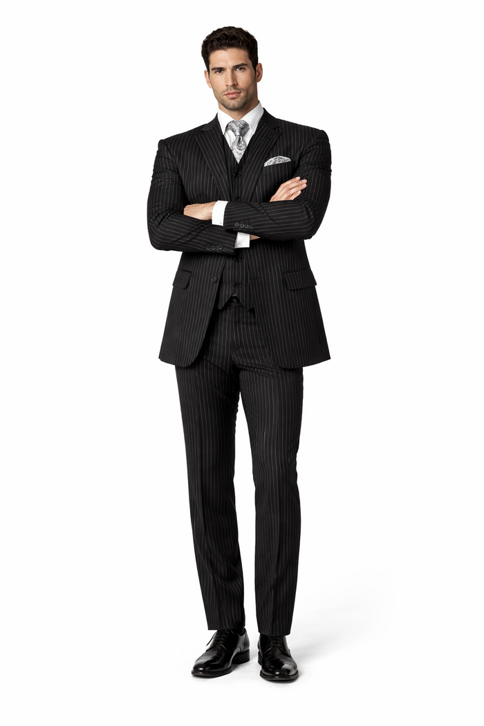 1920s Mens Suit - 1920s Mens Outfit - 1920s  costume  Bold Pinstripe  Black Suit