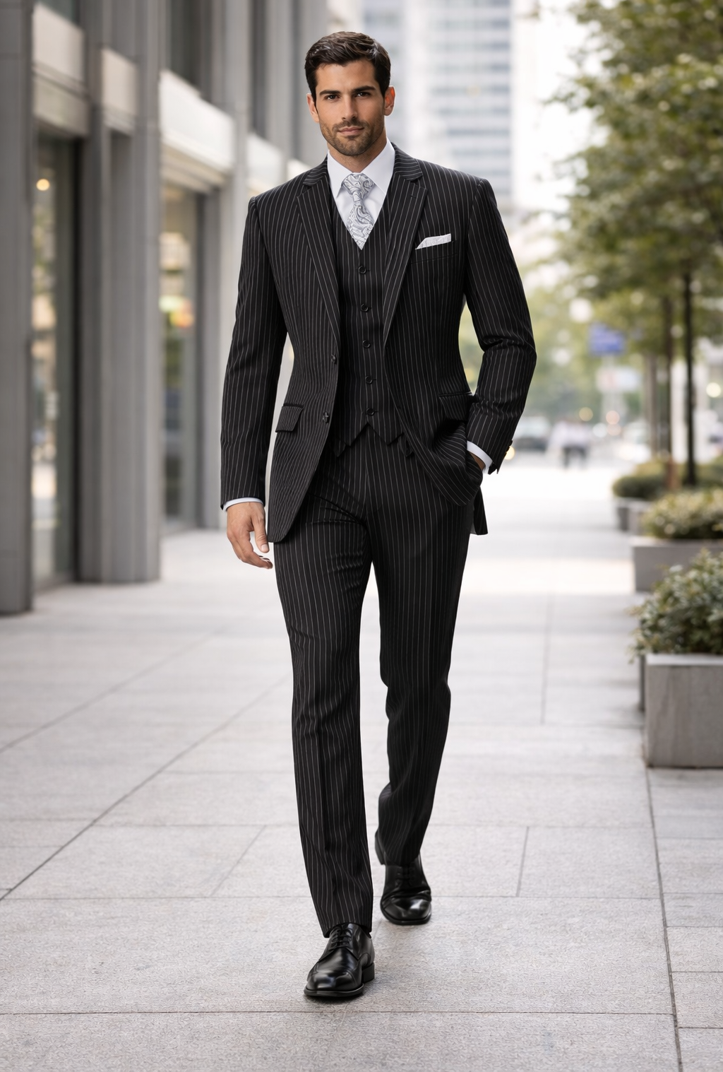 1920s Mens Suit - 1920s Mens Outfit - 1920s  costume  Bold Pinstripe  Black Suit