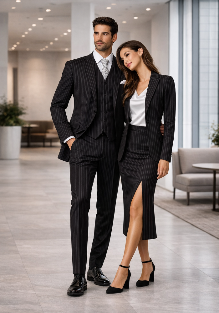 1920s Mens Suit - 1920s Mens Outfit - 1920s  costume  Bold Pinstripe  Black Suit