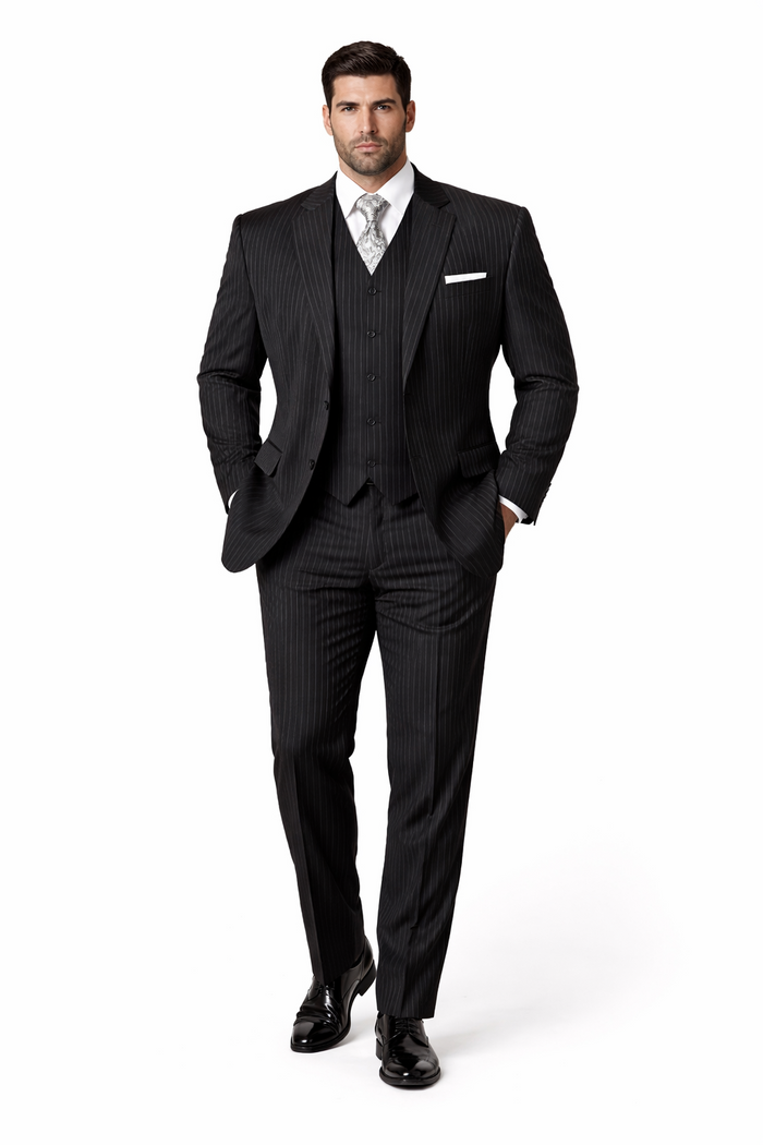 1920s Mens Suit - 1920s Mens Outfit - 1920s  costume  Bold Pinstripe  Black Suit