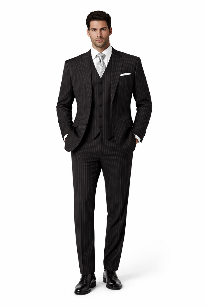 1920s Mens Suit - 1920s Mens Outfit - 1920s  costume  Bold Pinstripe  Black Suit