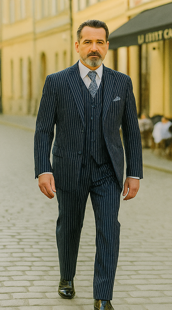 1920s Mens Suit - 1920s Mens Outfit - 1920s  costume  Bold Pinstripe  Navy