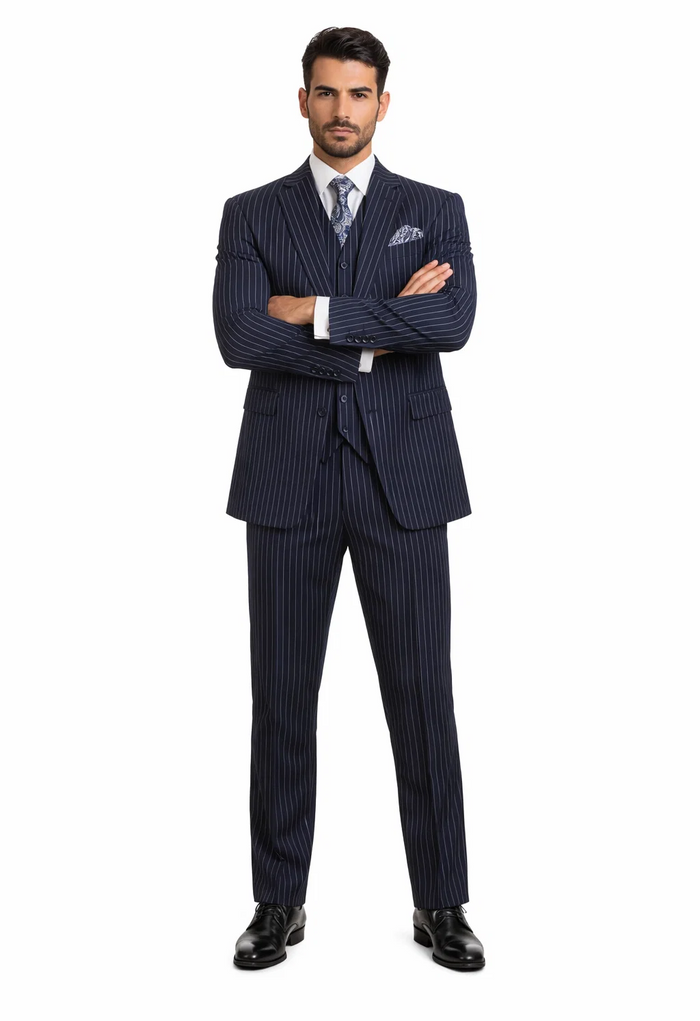 1920s Mens Suit - 1920s Mens Outfit - 1920s  costume  Bold Pinstripe  Navy