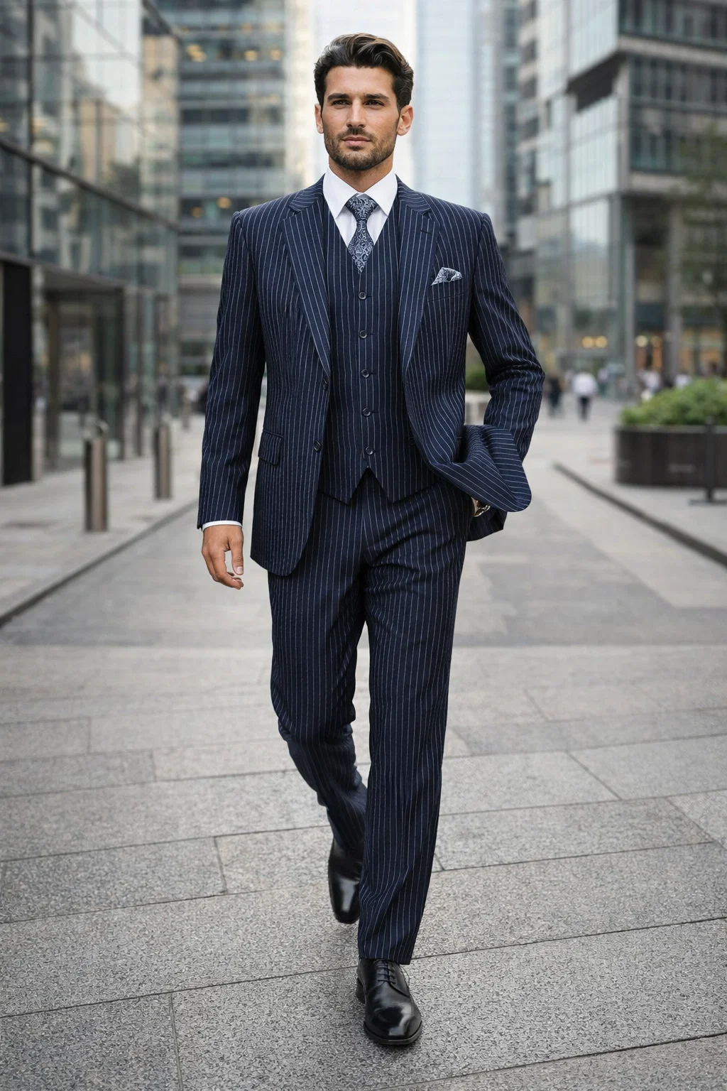 1920s Mens Suit - 1920s Mens Outfit - 1920s  costume  Bold Pinstripe  Navy
