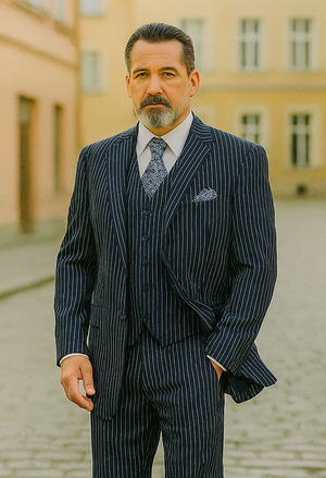 1920s Mens Suit - 1920s Mens Outfit - 1920s  costume  Bold Pinstripe  Navy