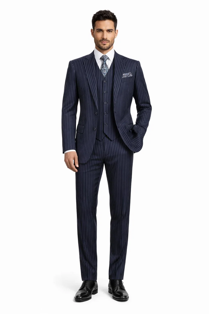 1920s Mens Suit - 1920s Mens Outfit - 1920s  costume  Bold Pinstripe  Navy