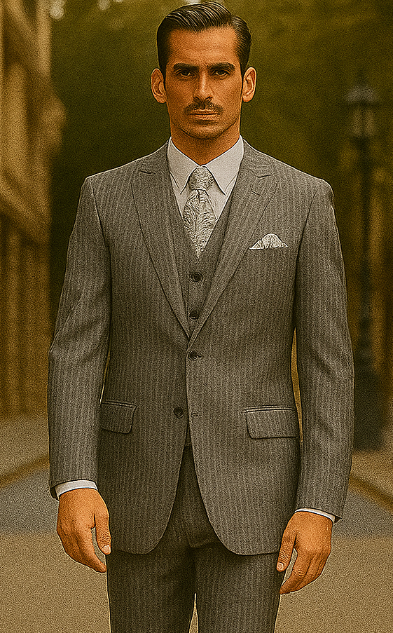 1920s Mens Suit - 1920s Mens Outfit - 1920s  costume  Bold Pinstripe  Suit  Grey