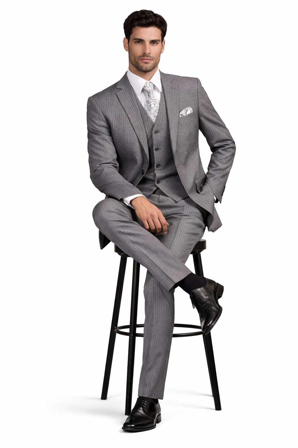 1920s Mens Suit - 1920s Mens Outfit - 1920s  costume  Bold Pinstripe  Suit  Grey