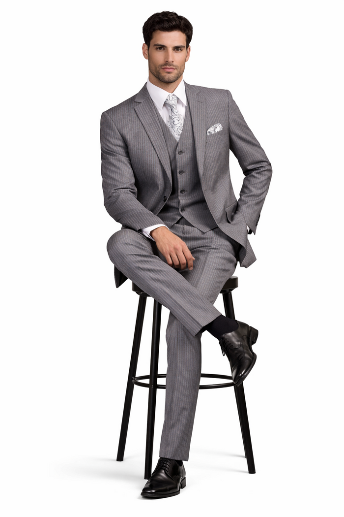 1920s Mens Suit - 1920s Mens Outfit - 1920s  costume  Bold Pinstripe  Suit  Grey