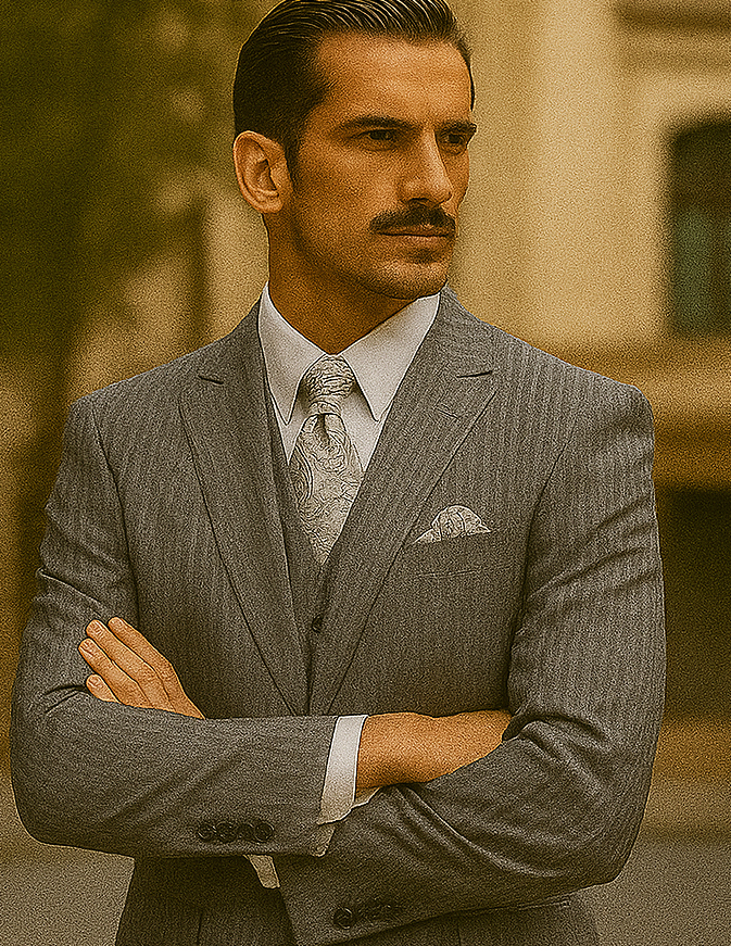 1920s Mens Suit - 1920s Mens Outfit - 1920s  costume  Bold Pinstripe  Suit  Grey