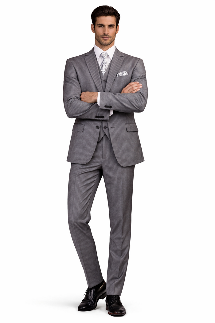 1920s Mens Suit - 1920s Mens Outfit - 1920s  costume  Bold Pinstripe  Suit  Grey