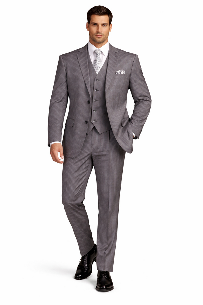 1920s Mens Suit - 1920s Mens Outfit - 1920s  costume  Bold Pinstripe  Suit  Grey
