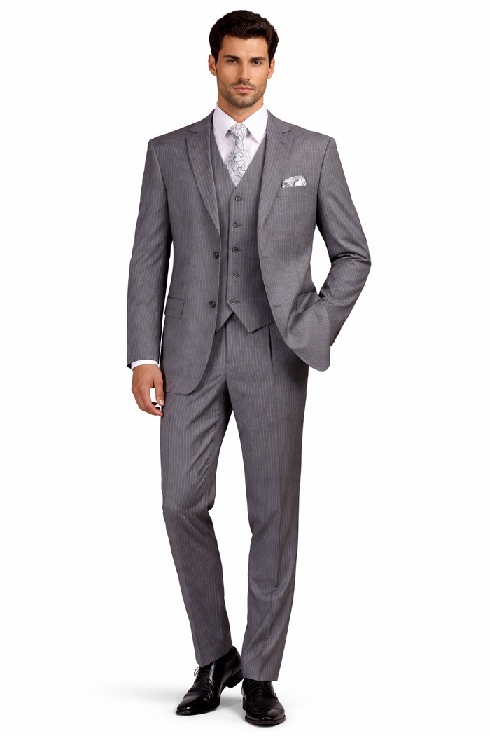 1920s Mens Suit - 1920s Mens Outfit - 1920s  costume  Bold Pinstripe  Suit  Grey