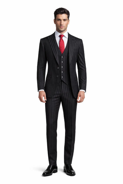 1920s Mens Suit - 1920s Mens Outfit - 1920s costume  Bold Pinstripe Suit in  Black