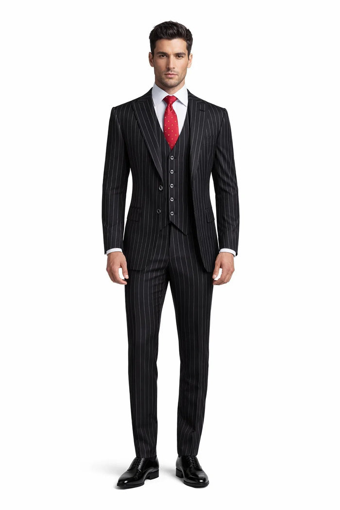 1920s Mens Suit - 1920s Mens Outfit - 1920s costume  Bold Pinstripe Suit in  Black