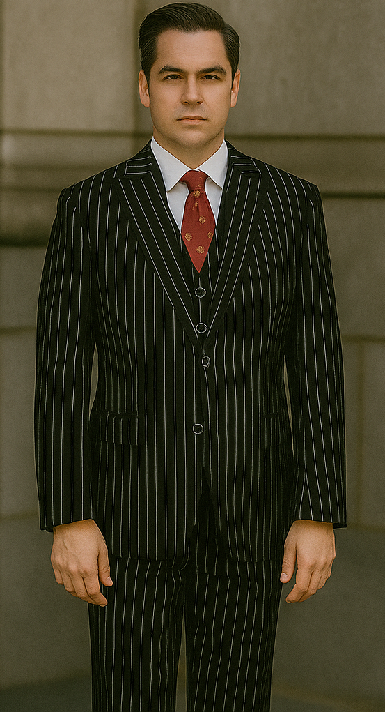 1920s Mens Suit - 1920s Mens Outfit - 1920s costume  Bold Pinstripe Suit in  Black