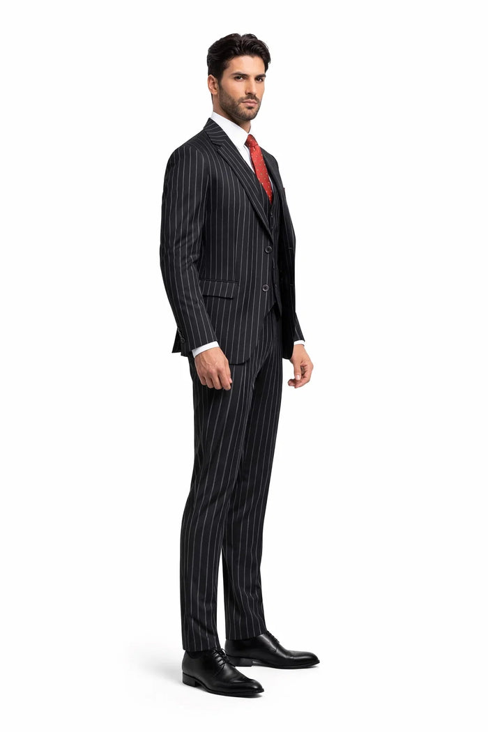 1920s Mens Suit - 1920s Mens Outfit - 1920s costume  Bold Pinstripe Suit in  Black