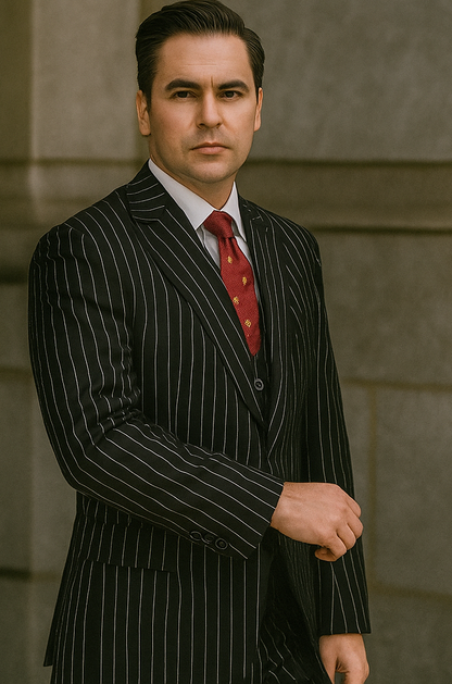 1920s Mens Suit - 1920s Mens Outfit - 1920s costume  Bold Pinstripe Suit in  Black