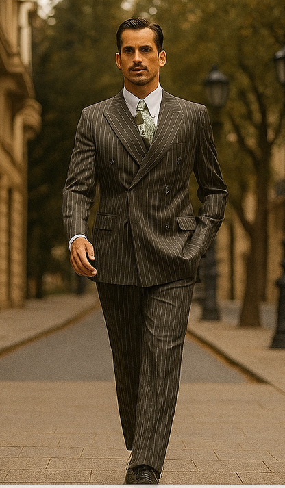 1920s Mens Suit - 1920s Mens Outfit - 1920s  costume  Bold Pinstripe  Suit in  Charcoal