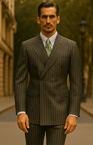 1920s Mens Suit - 1920s Mens Outfit - 1920s  costume  Bold Pinstripe  Suit in  Charcoal